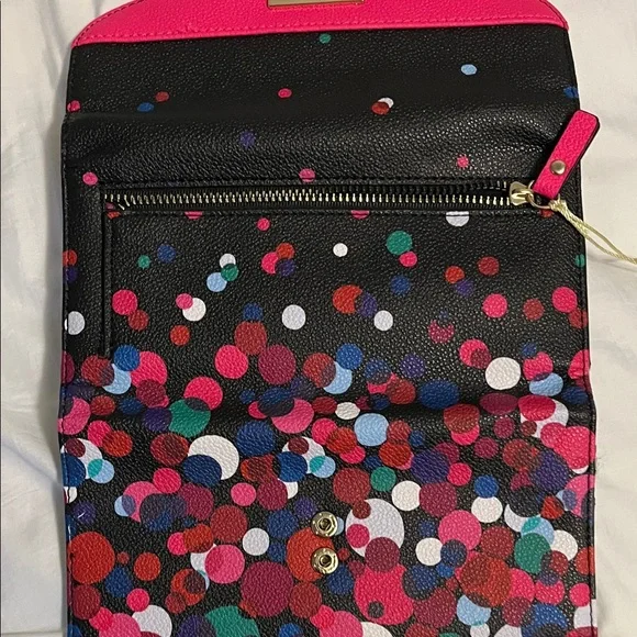 Trina Turk Black Multicolor Confetti Wallet with Hot Pink Flap - Picture 4 of 7
